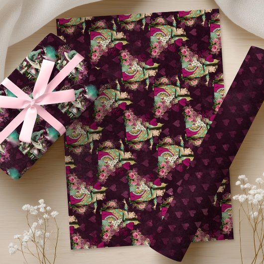 Papier à emballer feuilles Alice au pays des merve