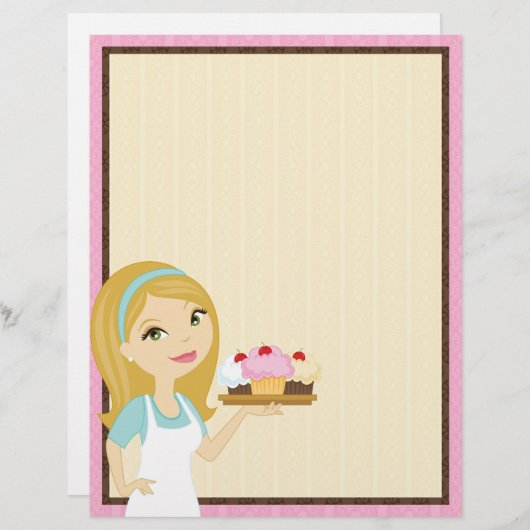 Papier à en-tête Blonde Baker Cupcake D12 5 (Devant / Derrière)
