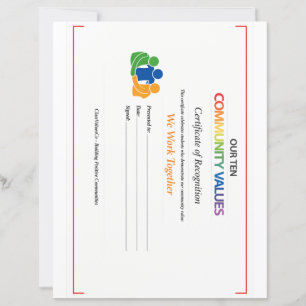 Papier à en-tête de lettre de certificat Valeur En