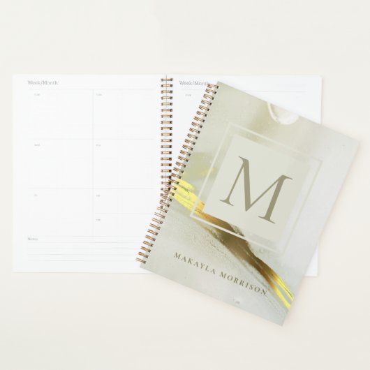 Papier à en-tête monogramme à l'encre dorée Abstra (Devant avec enveloppe)
