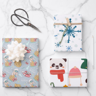 Papier à enveloppement de Noël Jeu de 3 feuilles p