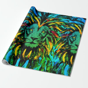 Papier à enveloppement de tête de lion Cadeau Li