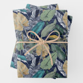 Papier à enveloppement Feuille de la Jungle turquo (En situation)