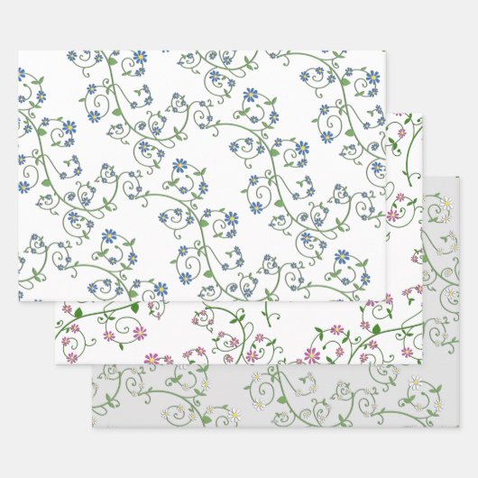 Papier à enveloppement floral de la vigne Ensemble (Lot)