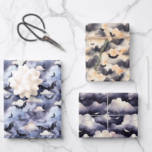 Papier à enveloppement Halloween de nuit éffrayant (Recto)