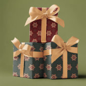 Papier à enveloppement Holly Star 2 vert et 1 roug