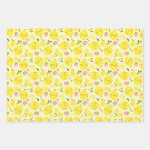 Papier à enveloppement jaune citron à la fraise