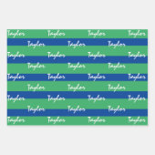 Papier à enveloppement personnalisé bleu vert blan (Devant 3)