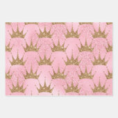 Papier à enveloppement rose avec couronnes dorées (Devant 3)
