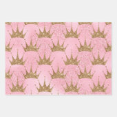 Papier à enveloppement rose avec couronnes dorées (Devant 2)