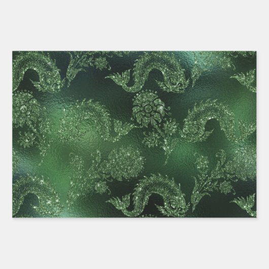 Papier à enveloppement vert avec motif brillant (Devant)