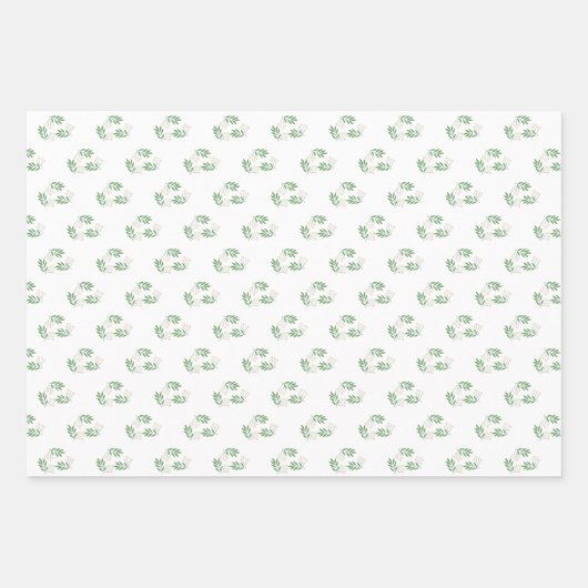 Papier à enveloppement vert et beige | Noël élégan (Devant)