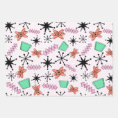 Papier à enveloppement vert rose orange rétro atom (Devant 3)