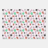 Papier à enveloppement vert rose orange rétro atom (Devant 2)