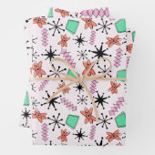 Papier à enveloppement vert rose orange rétro atom (En situation)