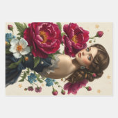 Papier à enveloppement vintage à feuilles plates D (Devant 2)