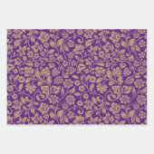 Papier à enveloppement violet avec motif doré (Devant 3)