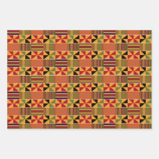 Papier à envelopper 3 emballages Kente (Devant 2)
