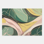 Papier à envelopper abstrait rose vert Sage 3 feui (Devant 2)