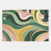 Papier à envelopper abstrait rose vert Sage 3 feui (Devant)