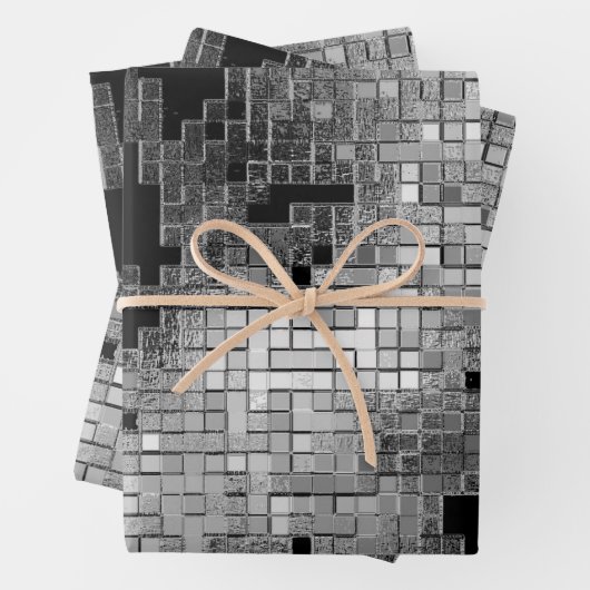 Papier à envelopper avec motif chromé gris (En situation)
