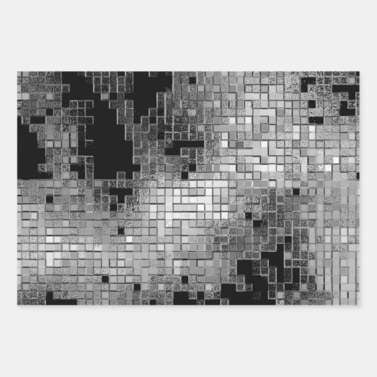 Papier à envelopper avec motif chromé gris (Devant)