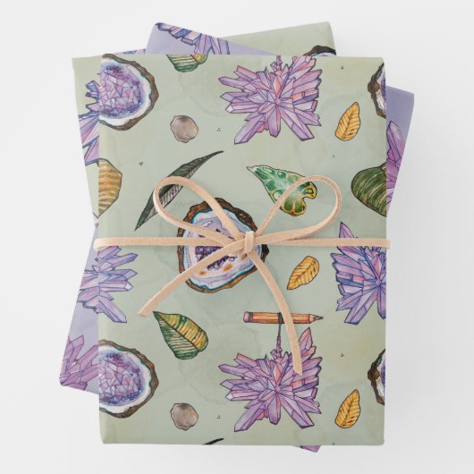 Papier à envelopper avec Motif Crystal et Geode (En situation)