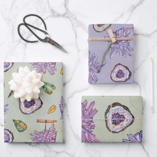 Papier à envelopper avec Motif Crystal et Geode (Recto)