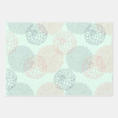 Papier à envelopper blanc rose et bleu Dahlias (Devant 2)