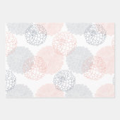 Papier à envelopper blanc rose et bleu Dahlias (Devant)