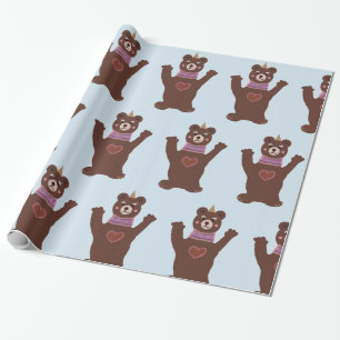 Papier à envelopper brillant Ours Bébé cadeau garç
