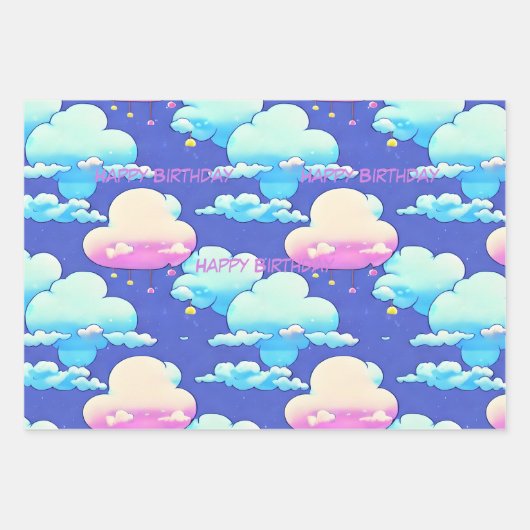 Papier à envelopper dans le nuage, customiser en d (Devant)