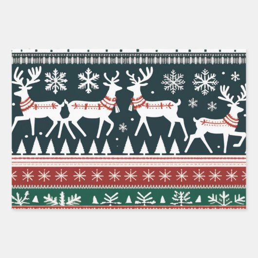 Papier à envelopper doux de Noël, rouge et vert (Devant 3)