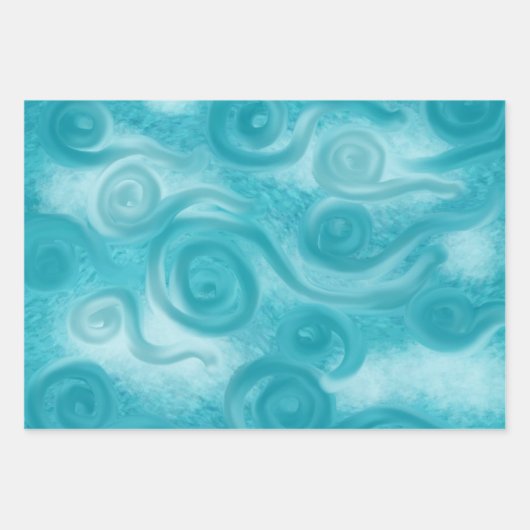 Papier à envelopper ensemble 3pc Abstrait bleu ver (Devant)