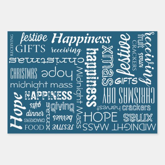 Papier à envelopper - Noël Rouge Vert Bleu (Devant 3)