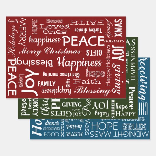 Papier à envelopper - Noël Rouge Vert Bleu (Lot)