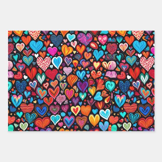 Papier à envelopper Papier à petit coeur à envelop (Devant 3)