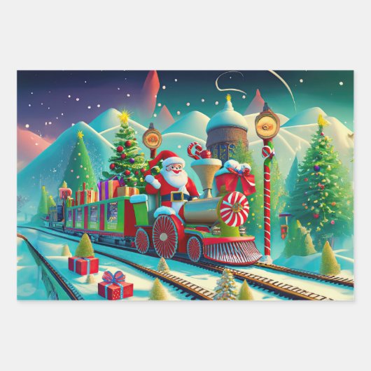 Papier à envelopper Père Noël Pôle Nord Express No (Devant 3)