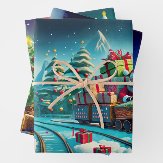 Papier à envelopper Père Noël Pôle Nord Express No (En situation)