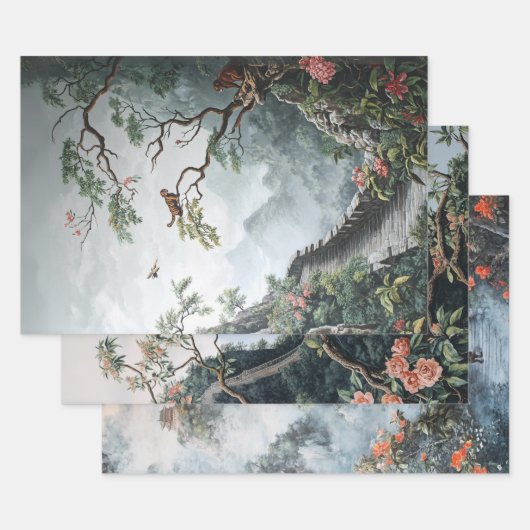 Papier à envelopper pour découpage Chinoiserie ins (Lot)