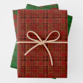 Papier à envelopper rouge vert Noël Plaid Set de 3 (En situation)