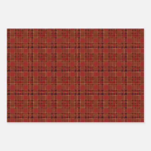 Papier à envelopper rouge vert Noël Plaid Set de 3 (Devant)