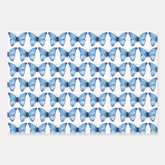 Papier à envelopper série de 3 - Design papillon f (Devant 3)