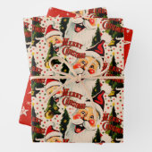 Papier à envelopper Vintage rétro Rire Santas (En situation)
