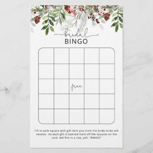 Papier À feuillage persistant élégant jeu de bingo douche (Devant)