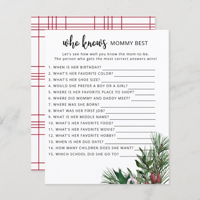 Papier À feuillage persistant Qui connaît maman mieux (Devant / Derrière)