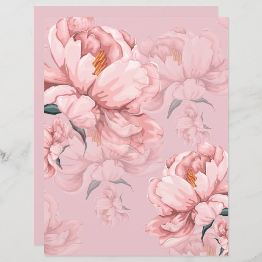 Papier à fleurs roses. (Devant / Derrière)