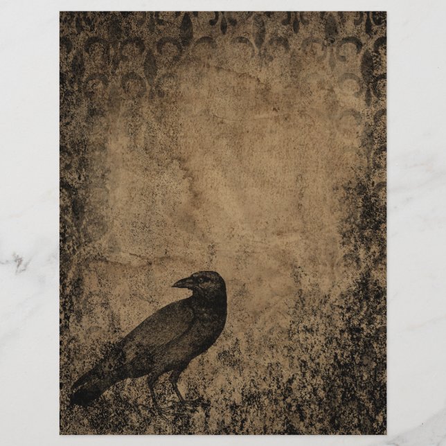 Papier à gratte-ciel Halloween vintage Crow (Devant)