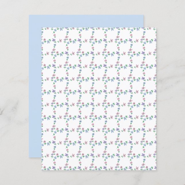 Papier à grilles bleu pastel bleu rose (Devant / Derrière)