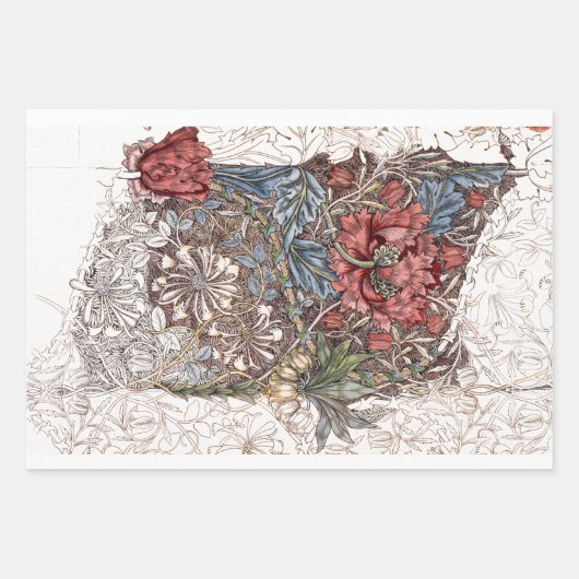 PAPIER À LAVAGE : WILLIAM MORRIS : HONEYSUCKLE (Devant)